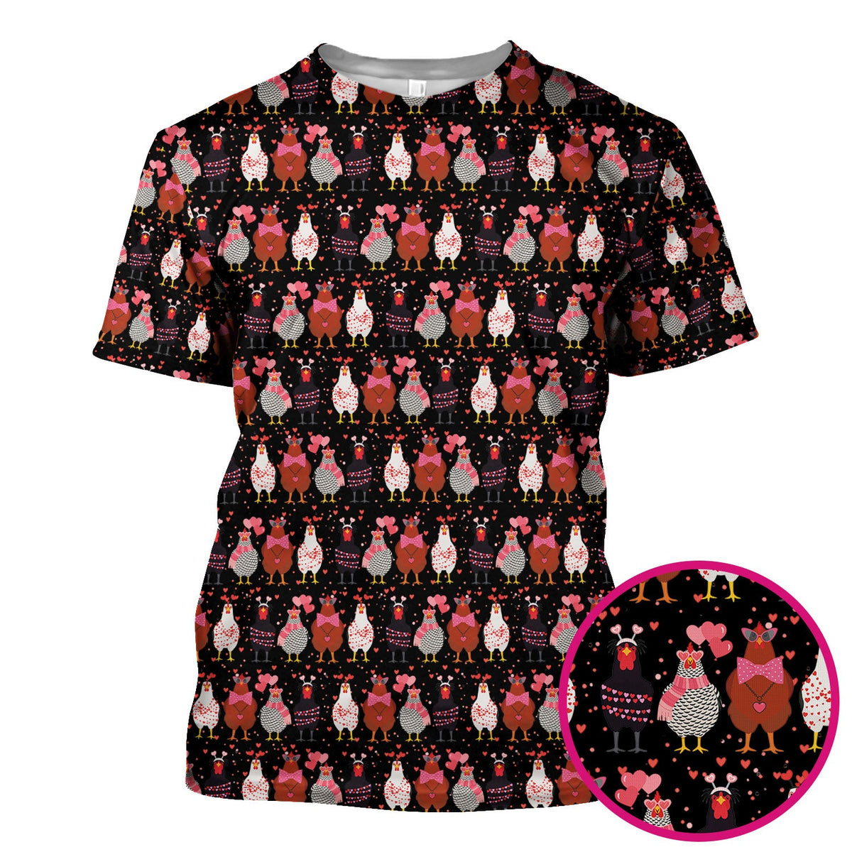 Funny Chicken Valentine Scrub Top, Chicken Pattern Scrub Shirt For Nursing, Valentine Gift For Nurse