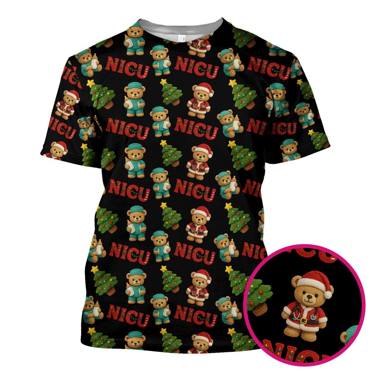 NICU Nurse Teddy Bear Scrub Top - Christmas Gift