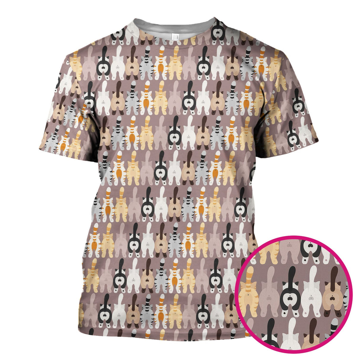Cute Cat Butt Pattern Scrub Top, Funny Cat Nursing Shirt, Comfortable Scrubs For Nurses