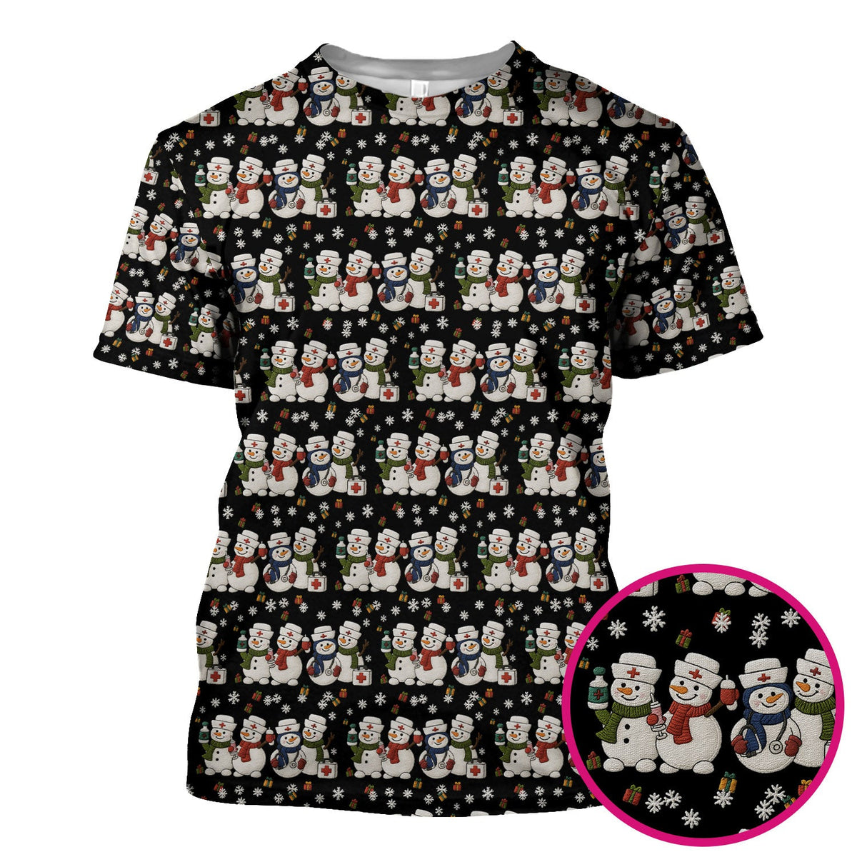 Snowman Nurse Scrub Top - Christmas Gift