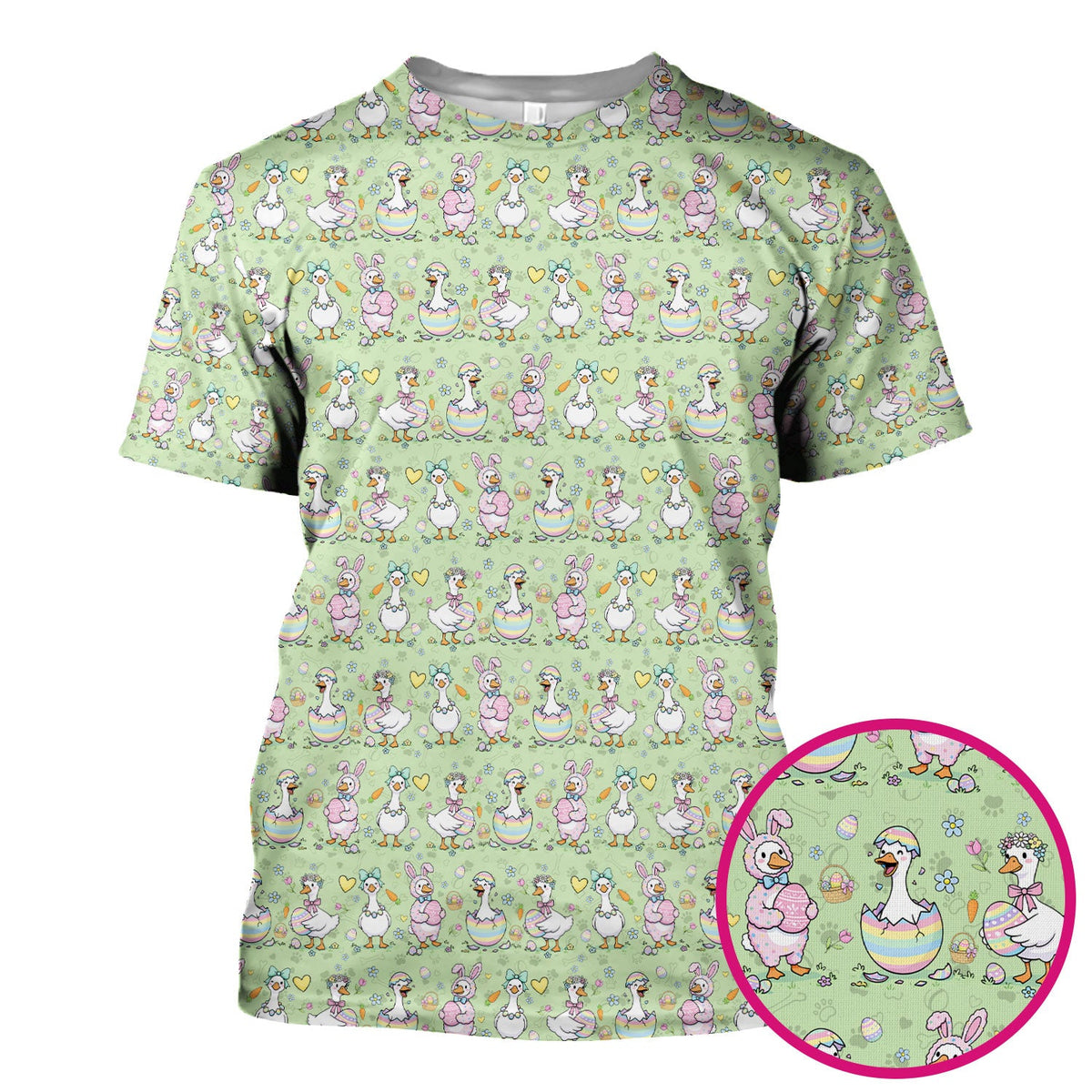 Pastel Easter Goose Bunny Egg Pattern Scrub Top, Comfortable Scrubs for Nurses