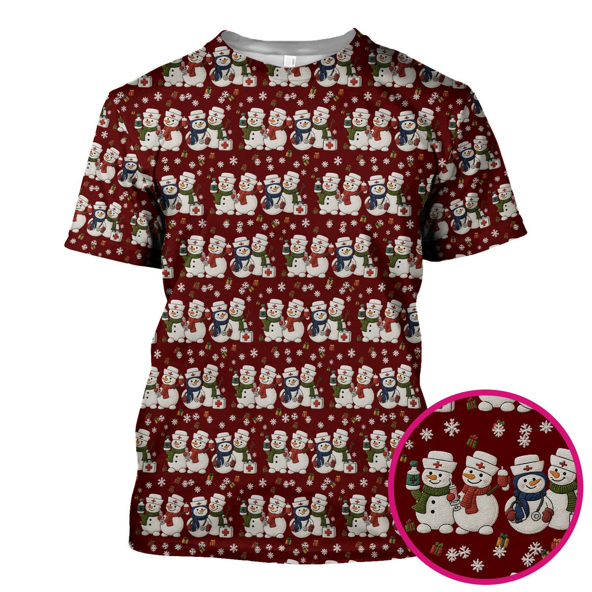 Snowman Nurse Scrub Top - Christmas Gift