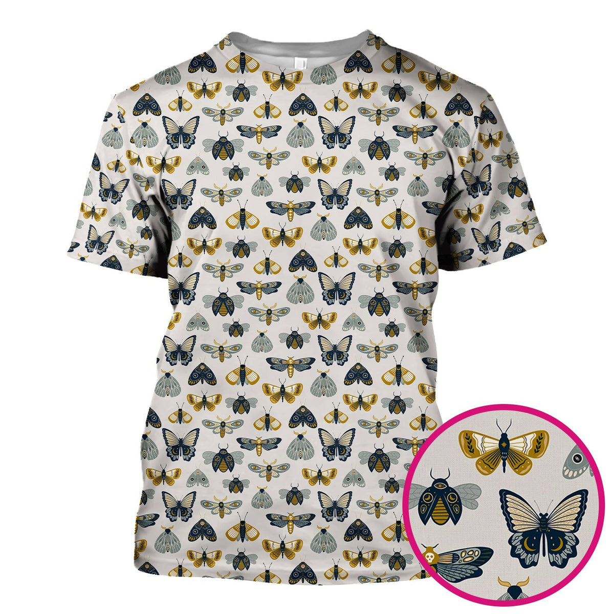 Vintage Butterfly Moth Insect Nurse Scrub Top