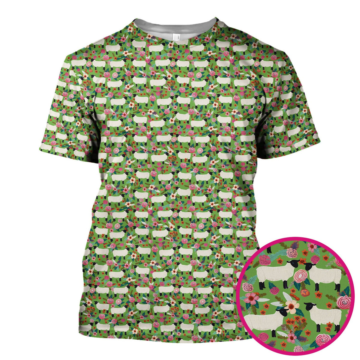 Sheep Floral Meadow Nurse Scrub Top