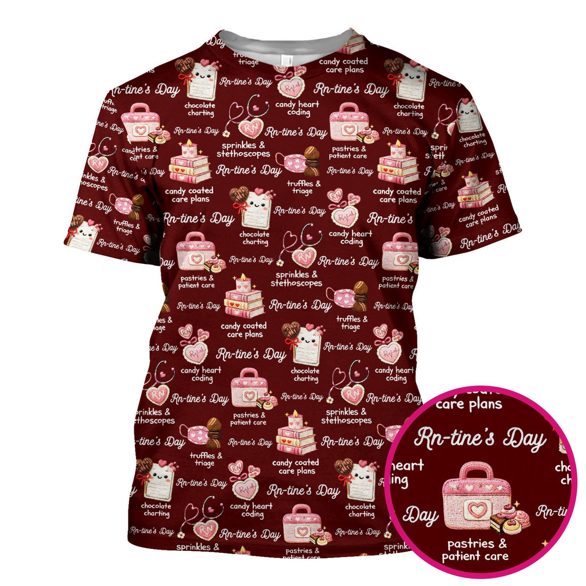 RN Sweets Valentine Stethoscope Nurse Scrub Top