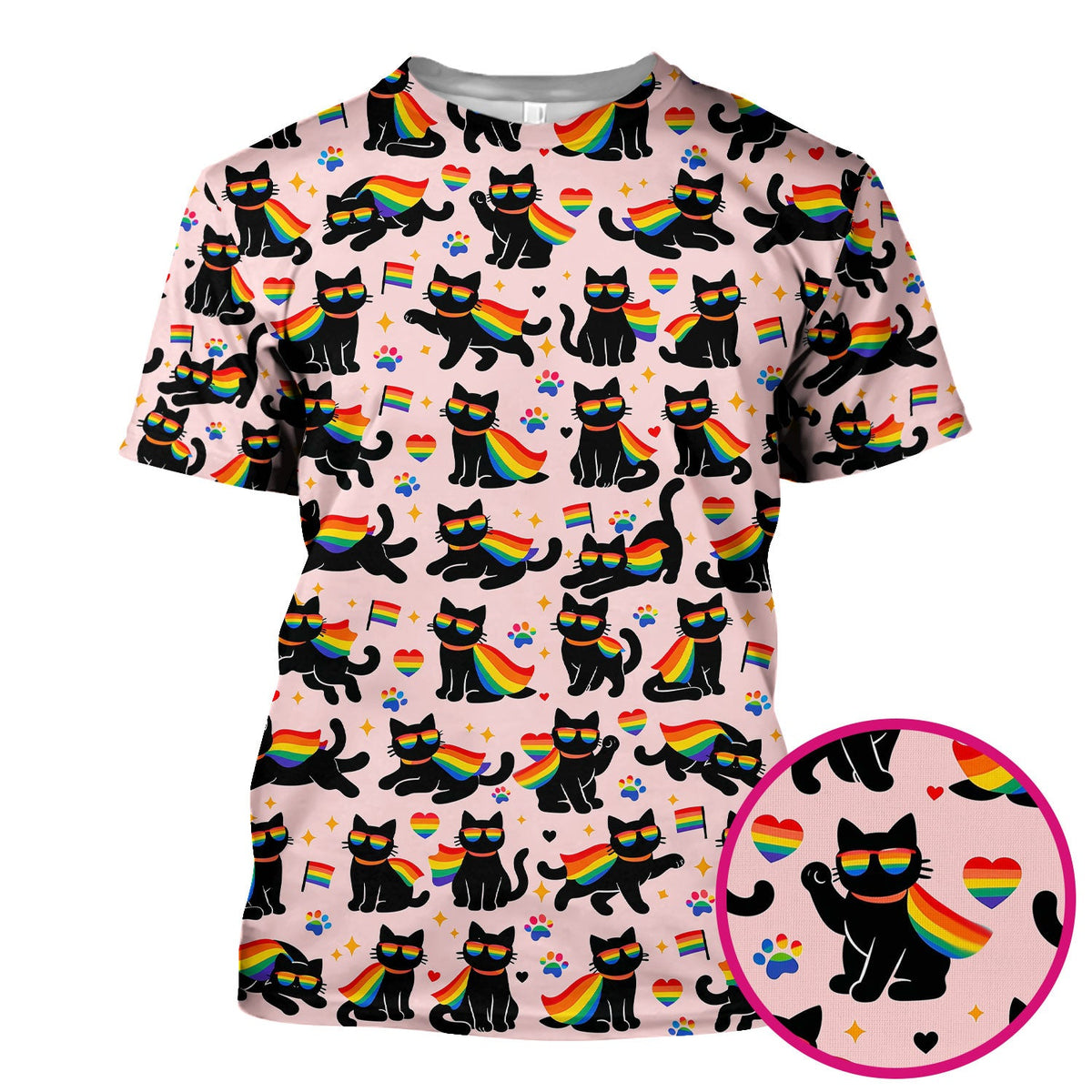 Rainbow Black Cat Pride Nurse Scrub Top