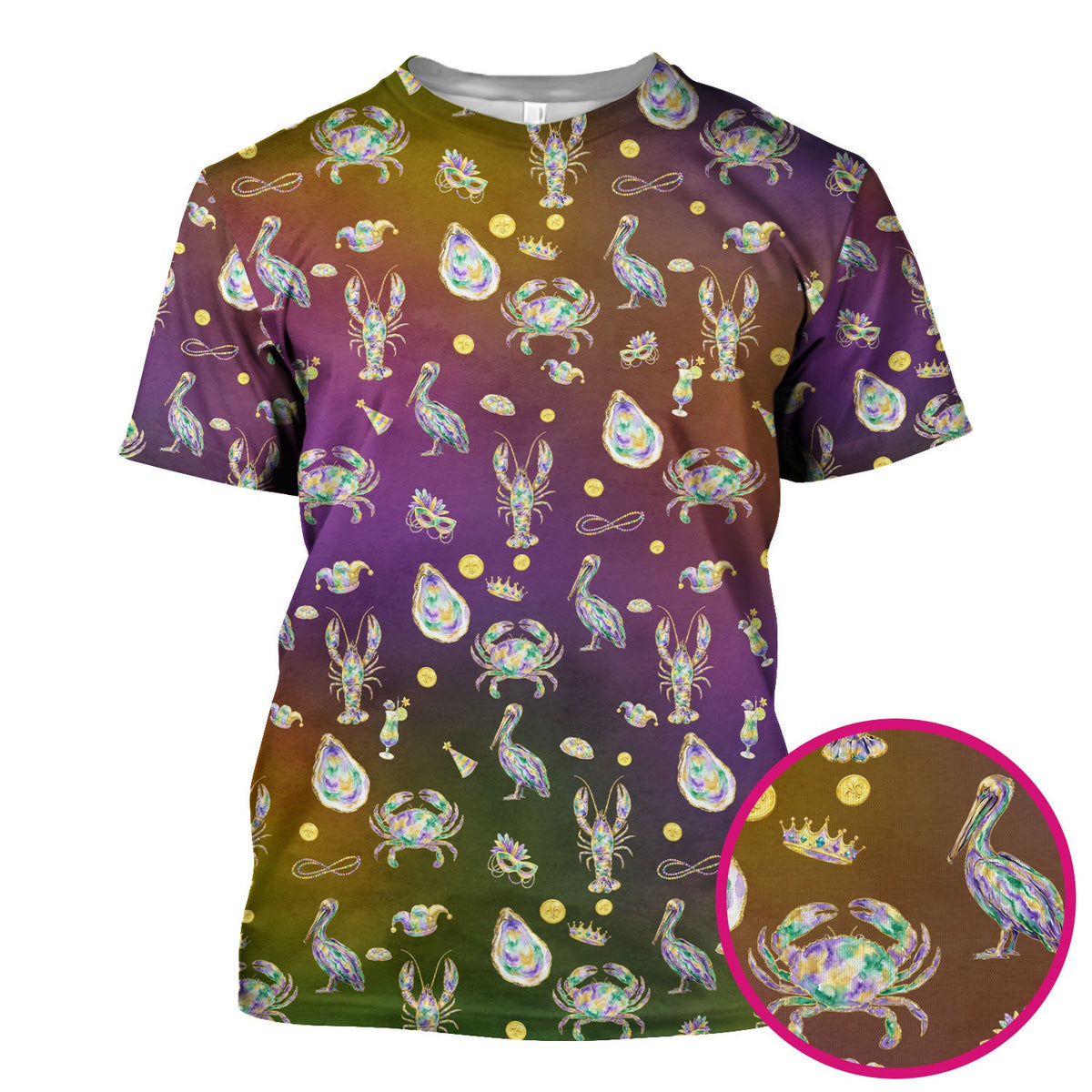 Mardi Gras Seafood Nurse Scrub Top