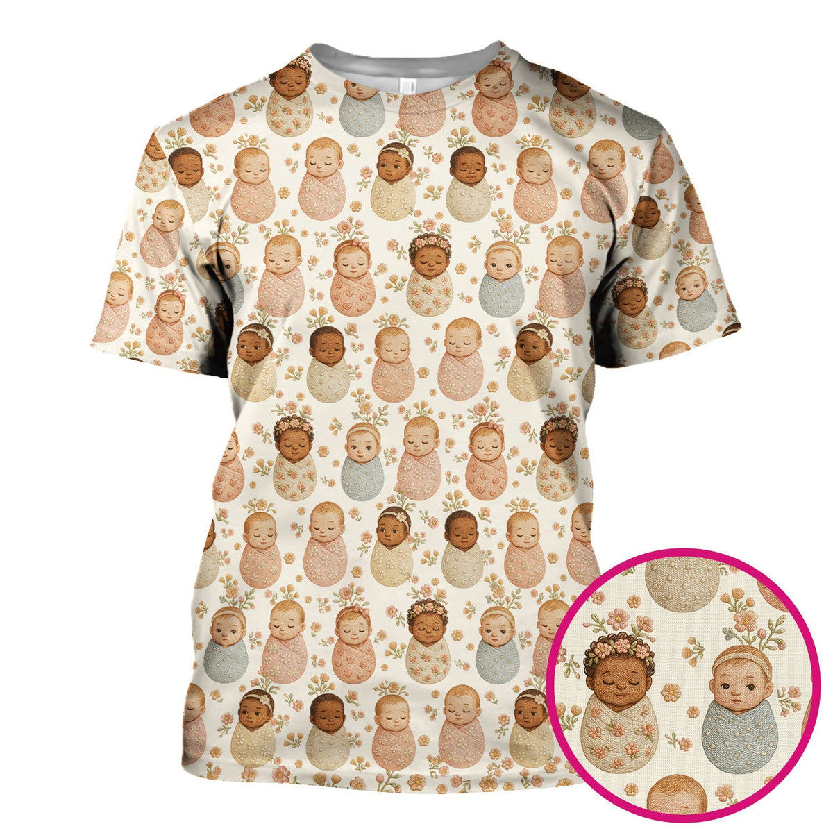 Sweet Newborn Baby Floral Nurse Scrub Top