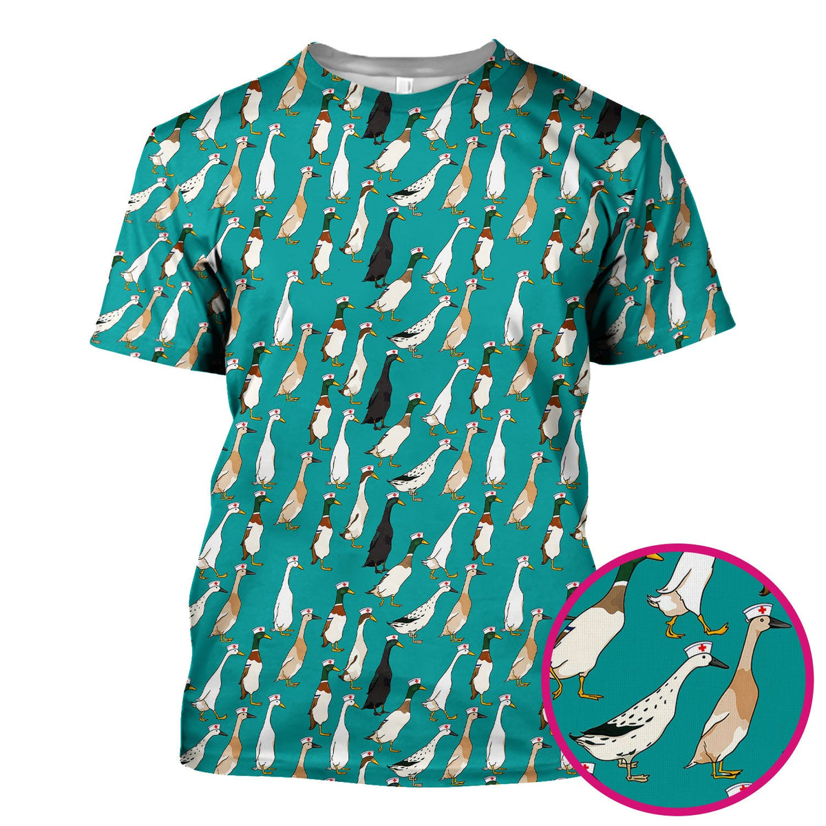 Duck Pattern Nurse Scrub Top