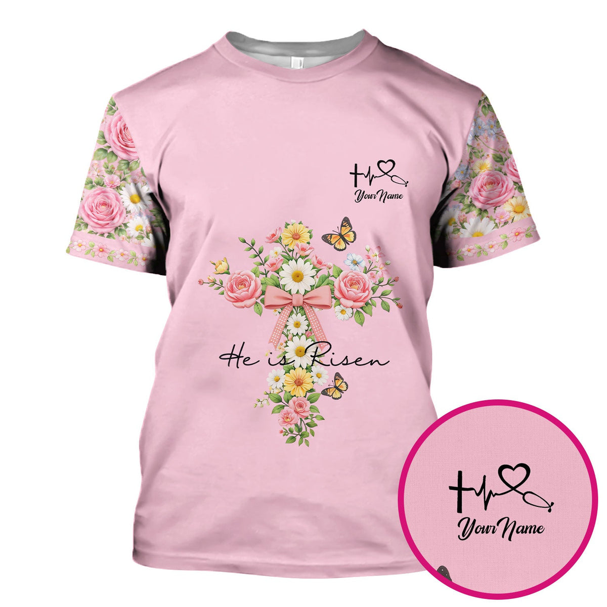 Personalized Easter Nurse He Is Risen Scrub Top