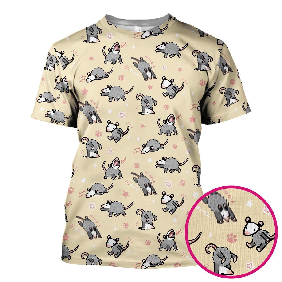 Cartoon Opossum Nurse Scrub Top
