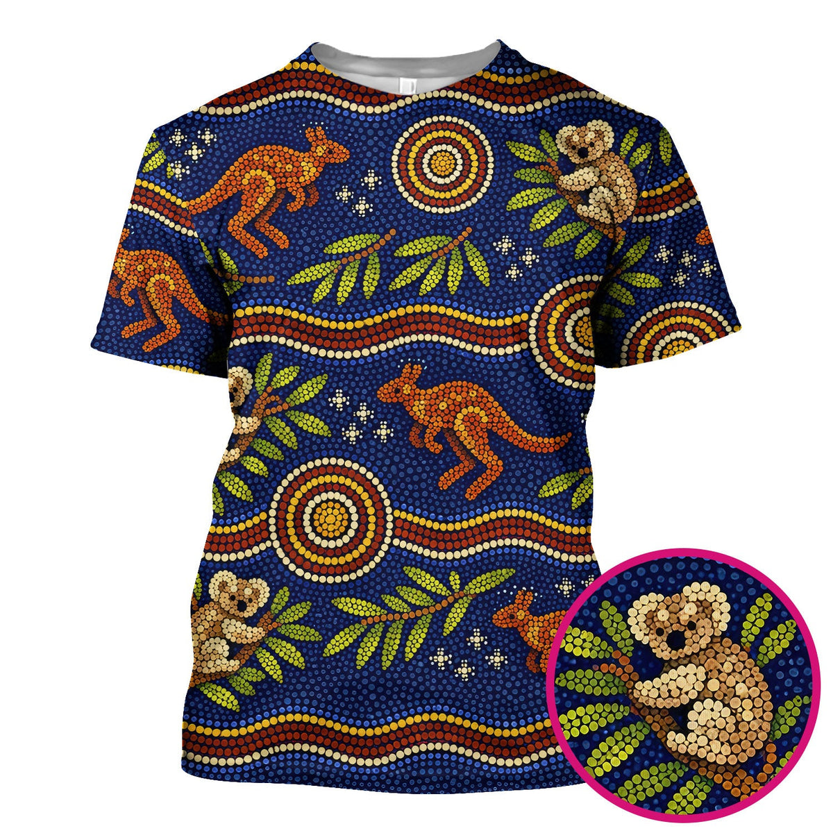 Australian Aboriginal Dot Art Kangaroo Koala Nurse Scrub Top