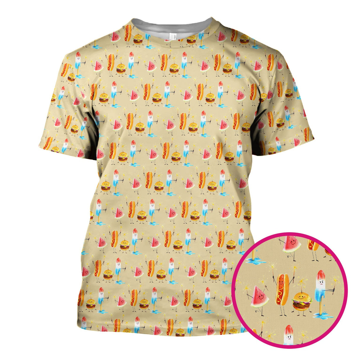 Summer Food Icons Nurse Scrub Top