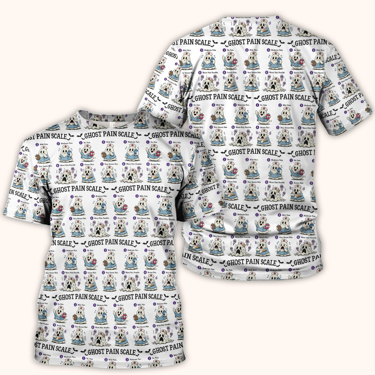 Ghost Pain Scale Nurse Scrub Top