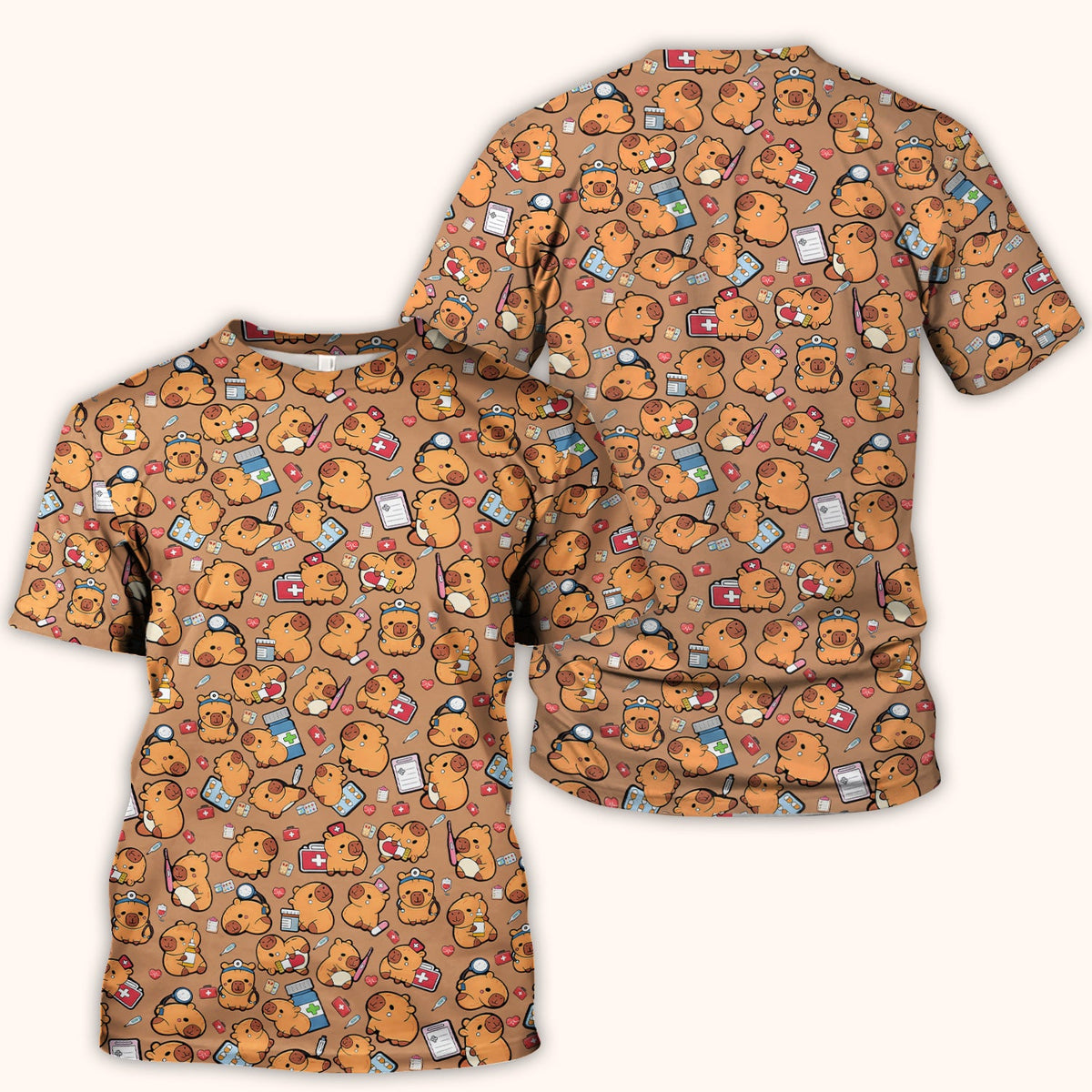 Capybara Stethoscope Medical Tools Nurse Scrub Top