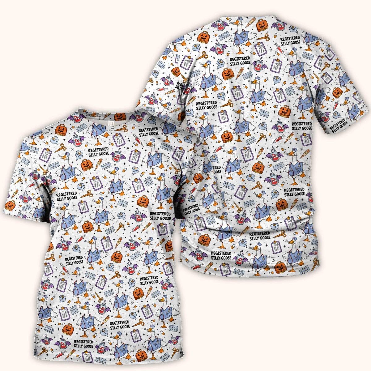 Registered Silly Goose Nurse Scrub Top - Halloween Gift