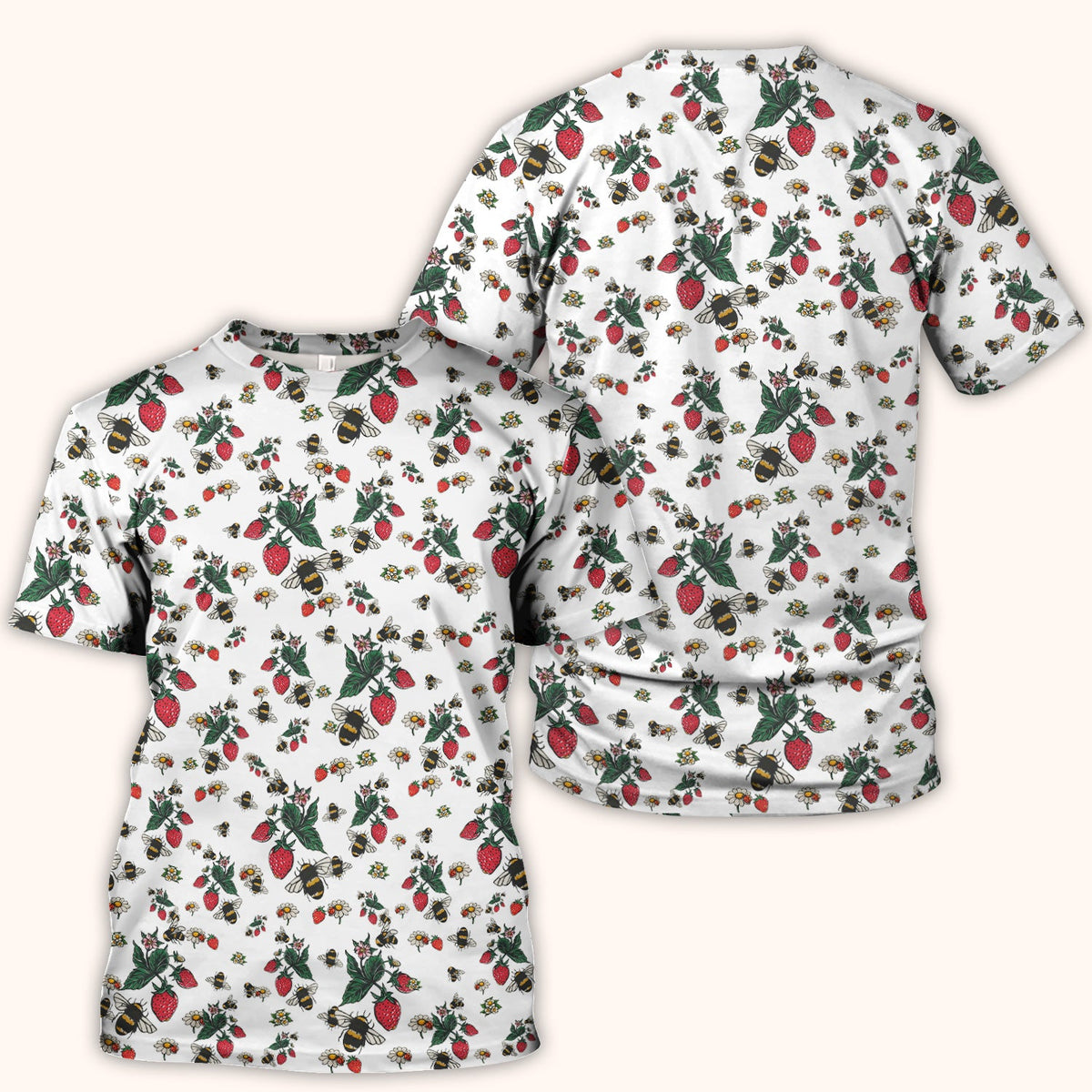 Strawberry Bee Daisy Nurse Scrub Top