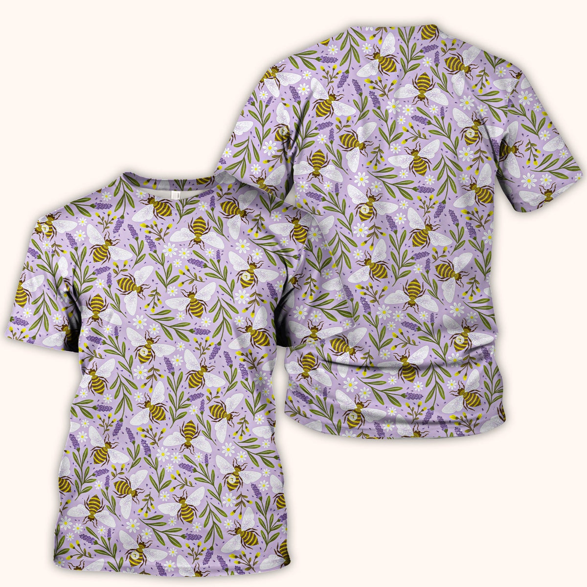 Lavender Bee Floral Nurse Scrub Top
