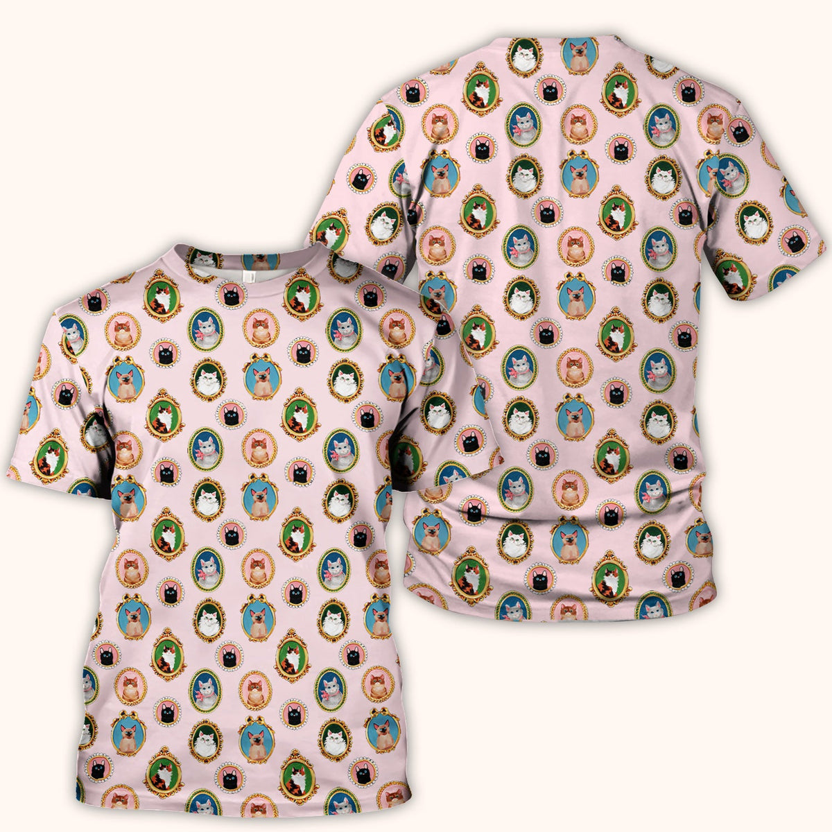 Vintage Cat Portrait Nurse Scrub Top