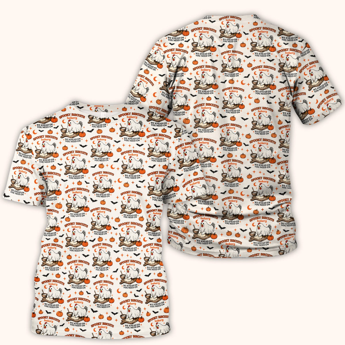 Spooky Biscuits Chicken Nurse Scrub Top - Halloween Gift