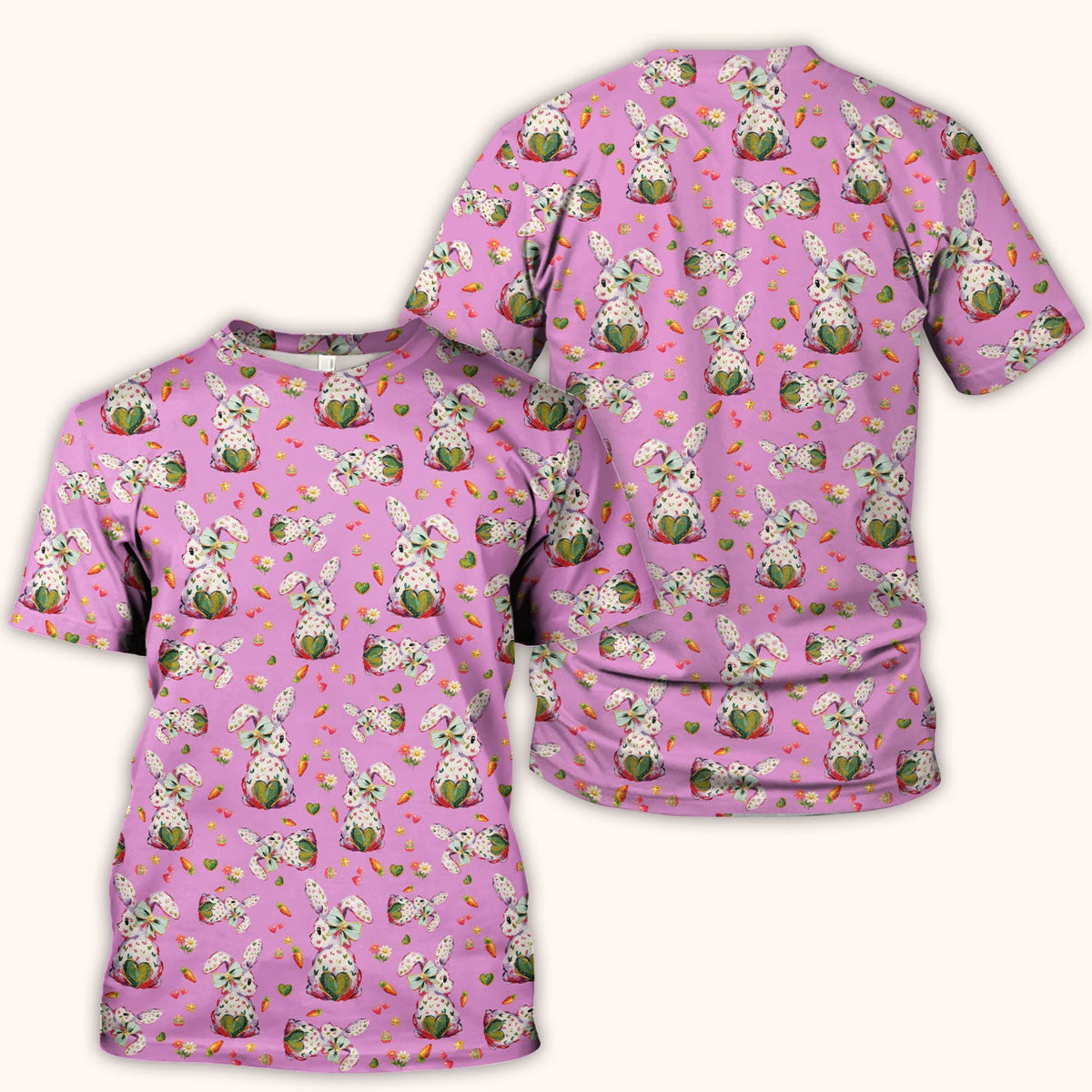 Pastel Bunny Easter Nurse Scrub Top