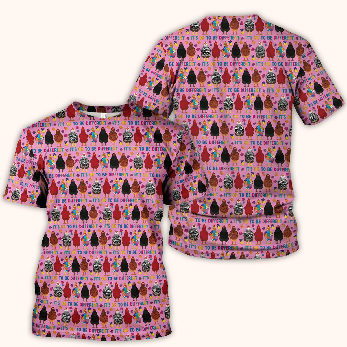 Autism Chicken It's OK To Be Different Nurse Scrub Top