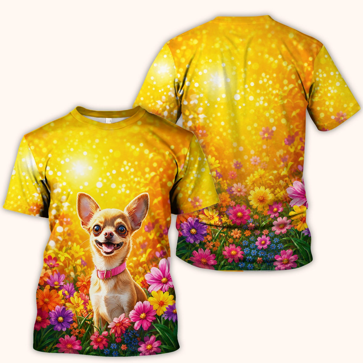 Chihuahua Flower Meadow Nurse Scrub Top