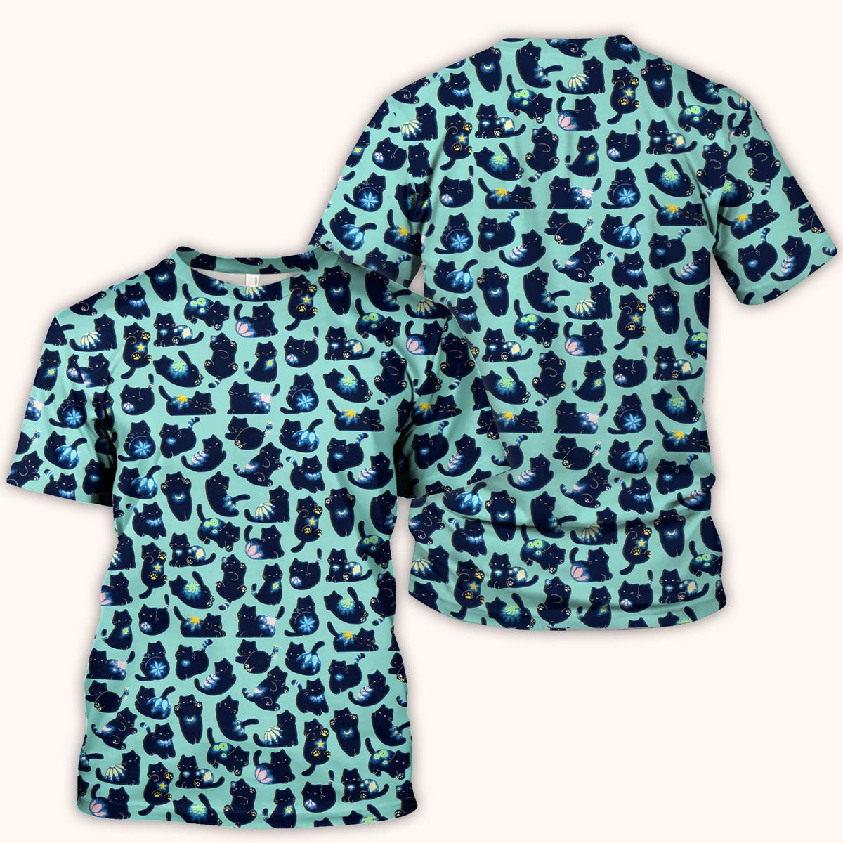 Midnight Black Cat Nurse Scrub Top