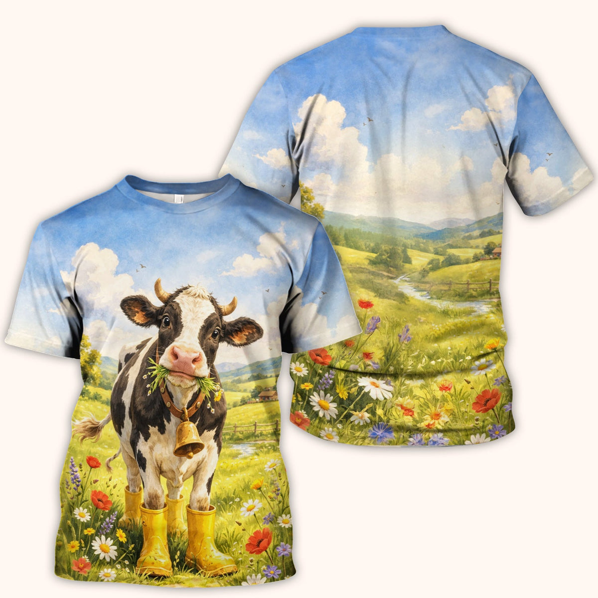 Cow Wearing Boots Nurse Scrub Top