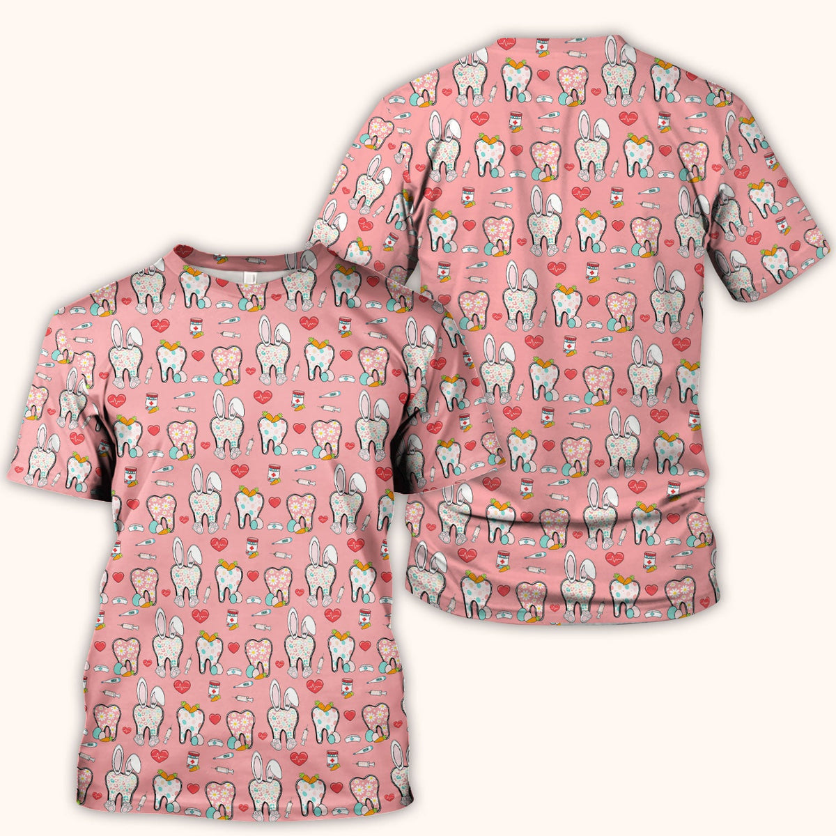 Easter Bunny Dentist Nurse Scrub Top