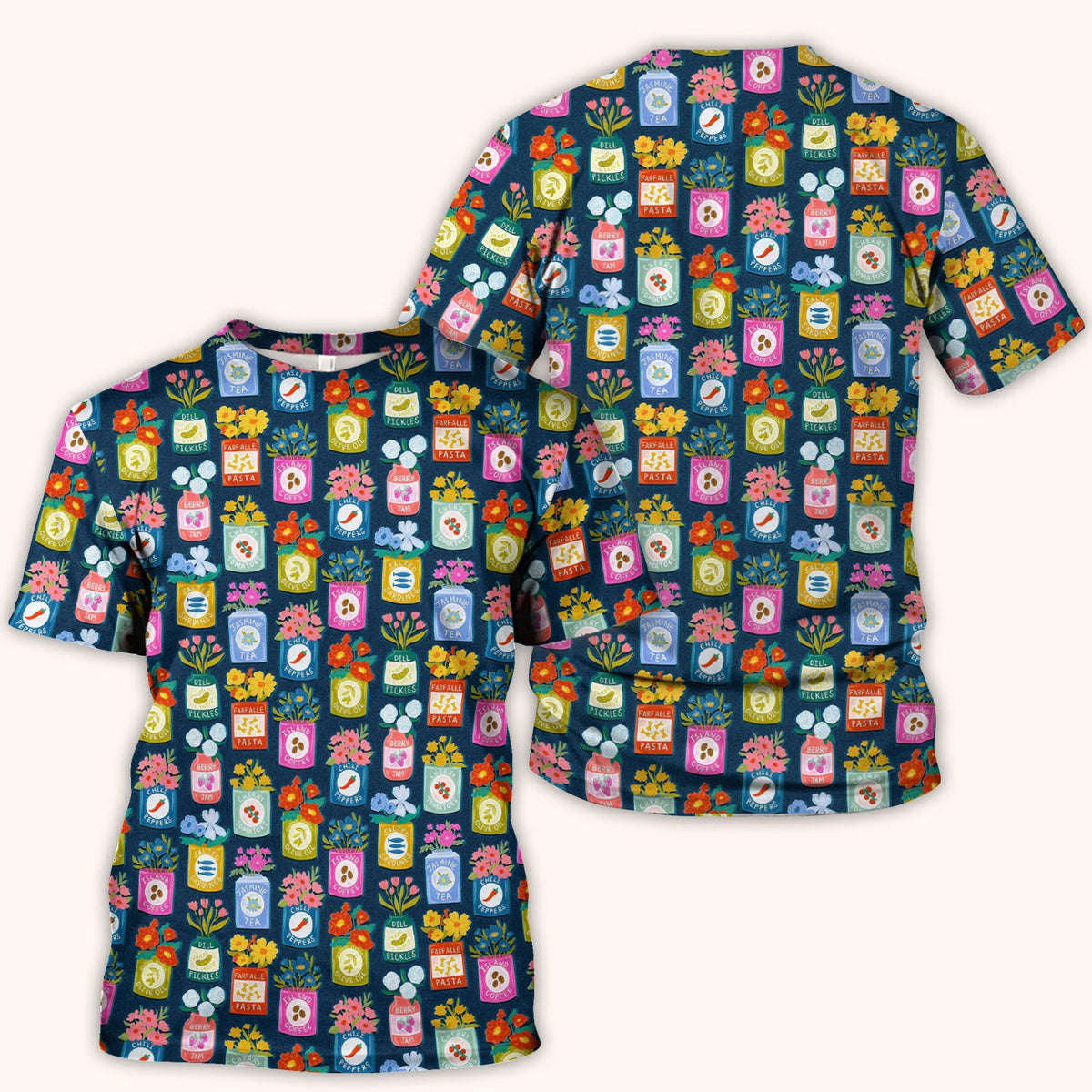 Colorful Pantry Jars Flowers Nurse Scrub Top