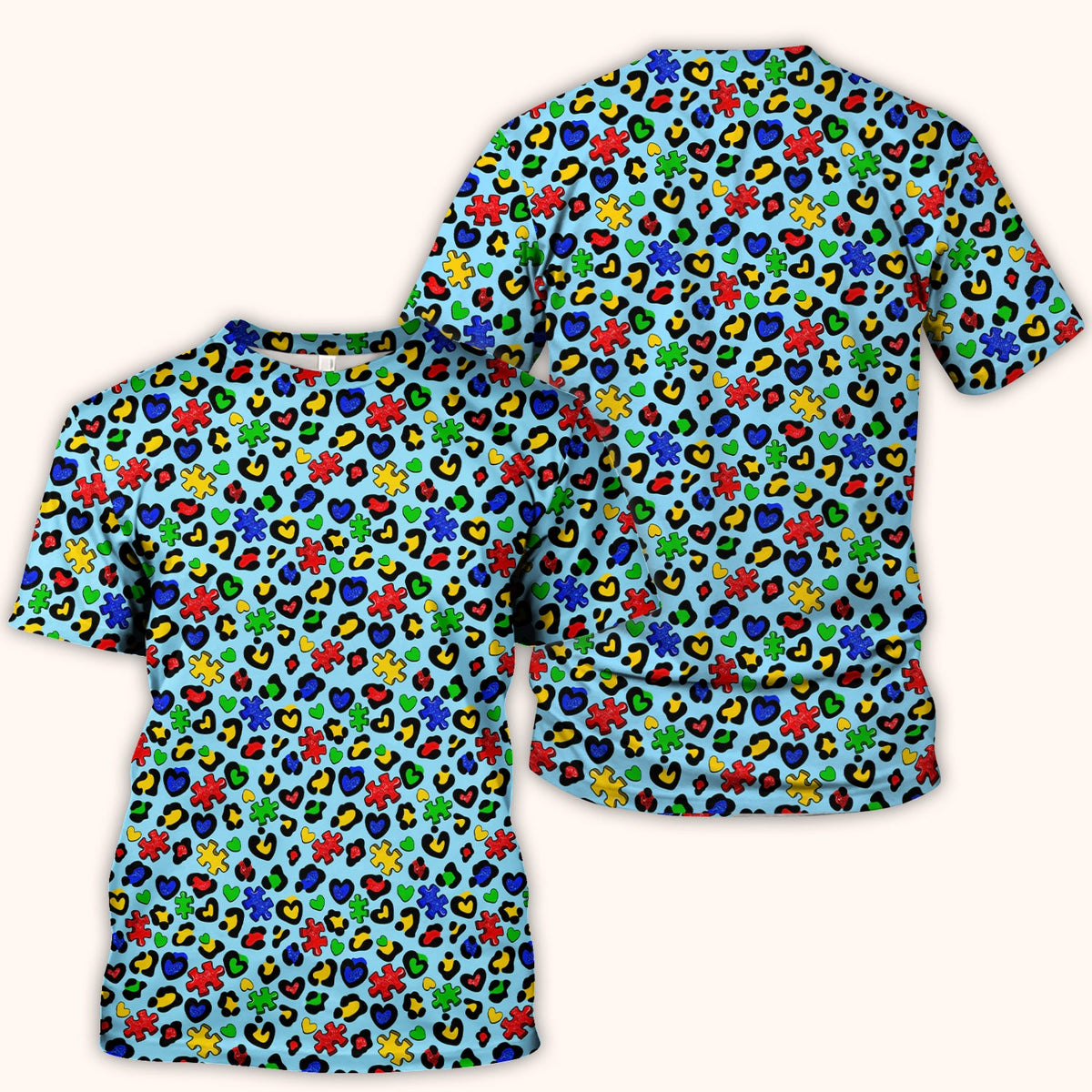Puzzle Heart Awareness Nurse Scrub Top