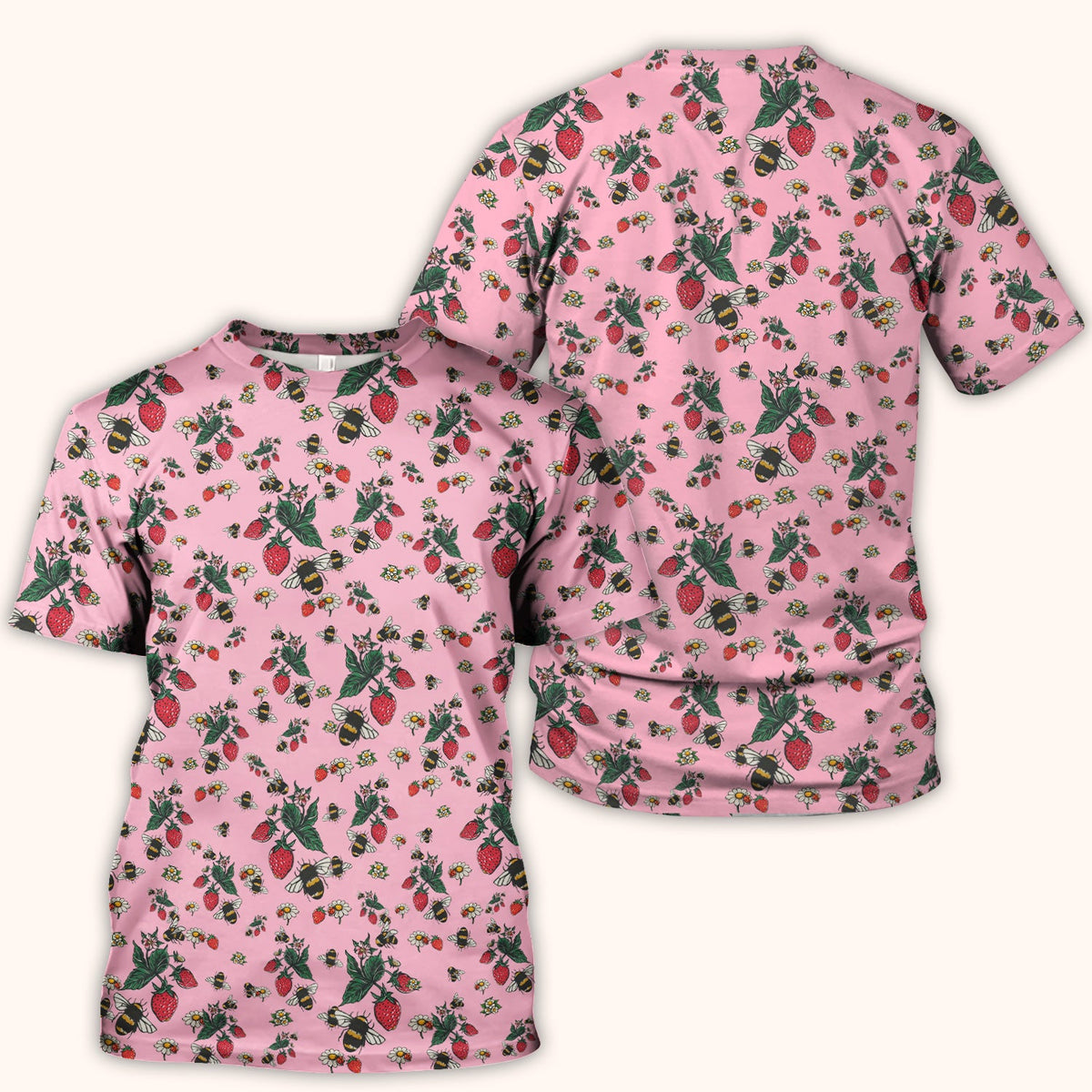 Strawberry Bee Daisy Nurse Scrub Top