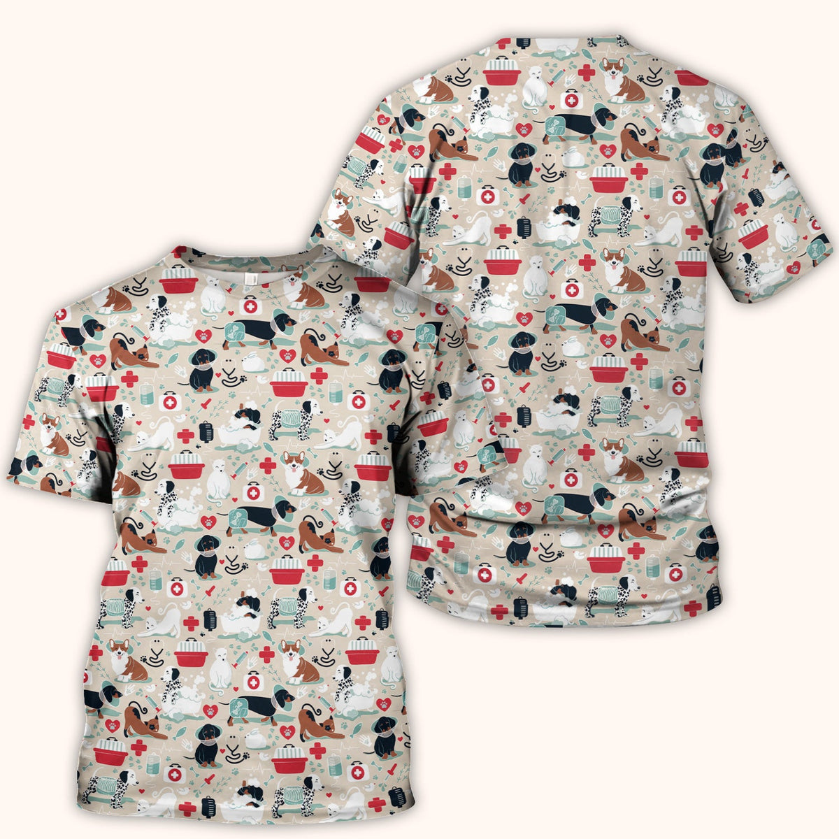 Dogs Veterinary Tools Nurse Scrub Top