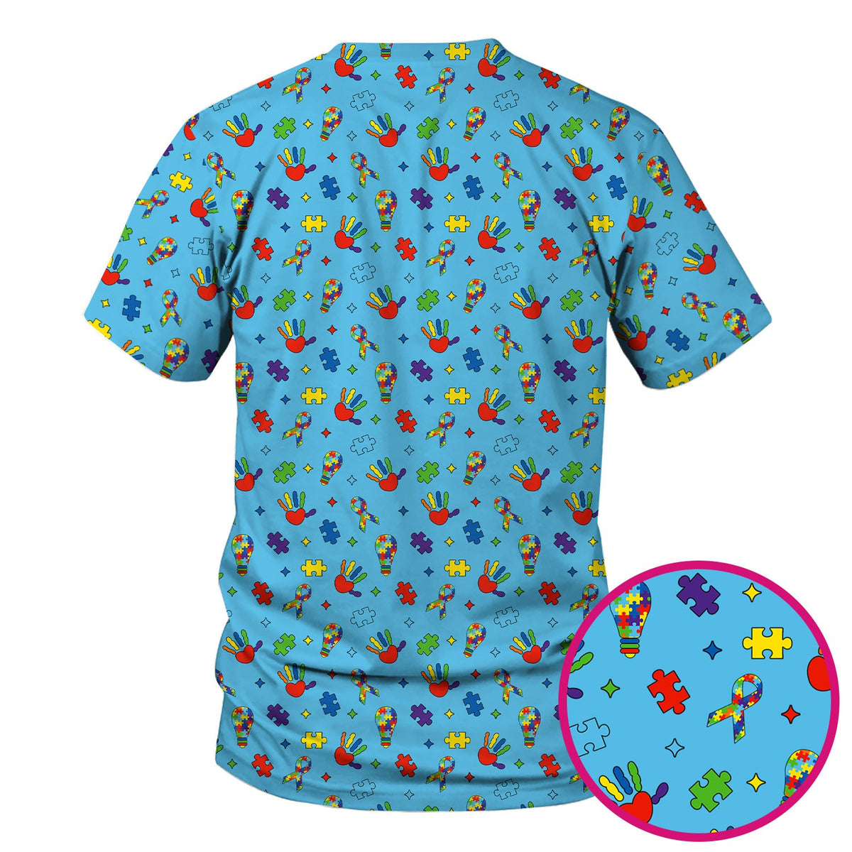 Autism Awareness Colorful Puzzle Nurse Scrub Top