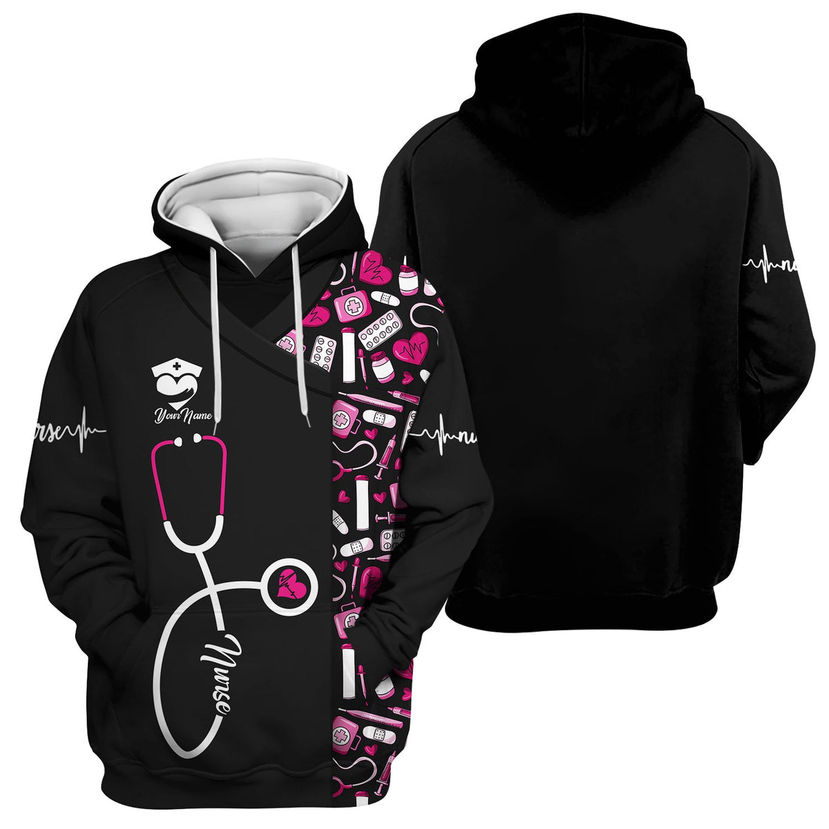 Personalized Nurse Shirt - Stethoscope & Medical Design with Heart - Custom Gift for RN CNA LPN Healthcare Workers