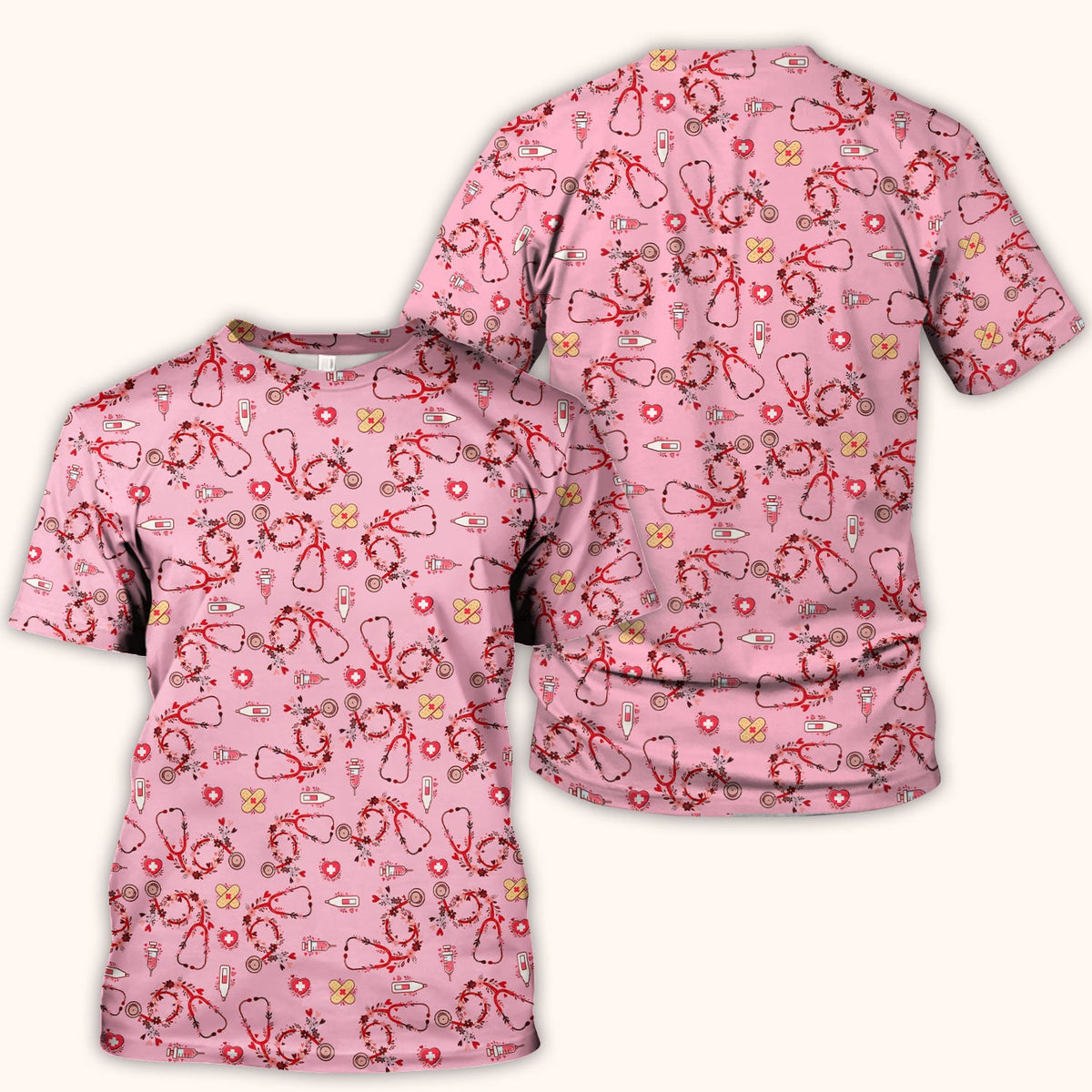 Heart Stethoscope Nurse Scrub Top
