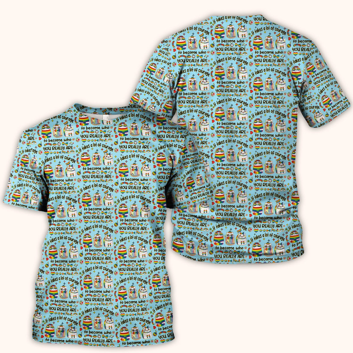Nurse Rainbow Cat Courage Scrub Top