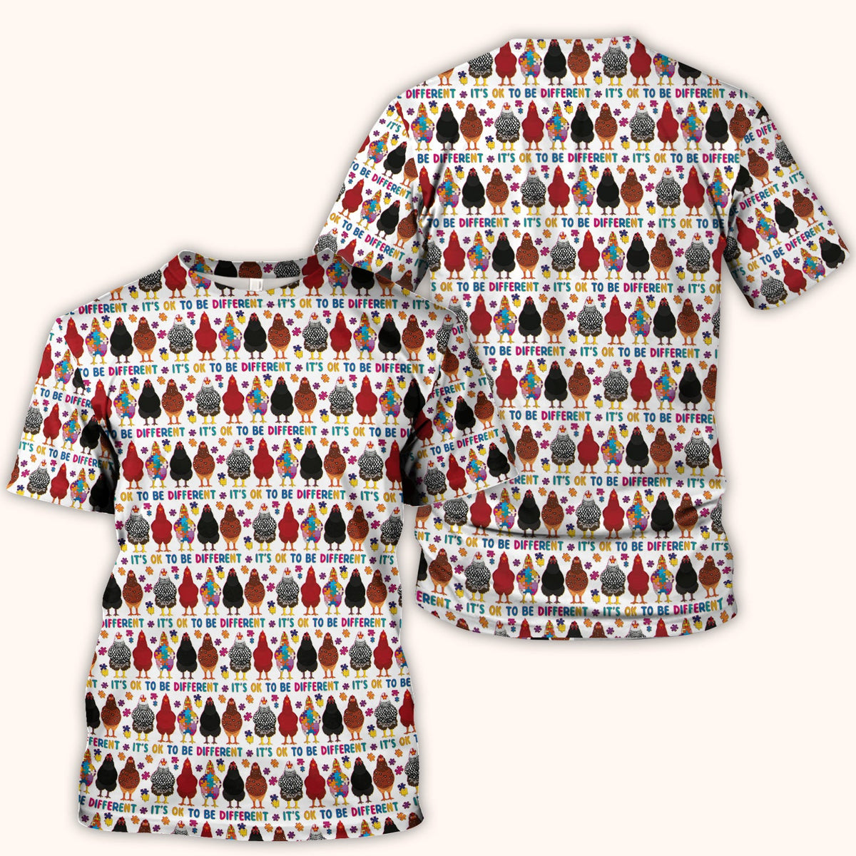 Autism Chicken It's OK To Be Different Nurse Scrub Top