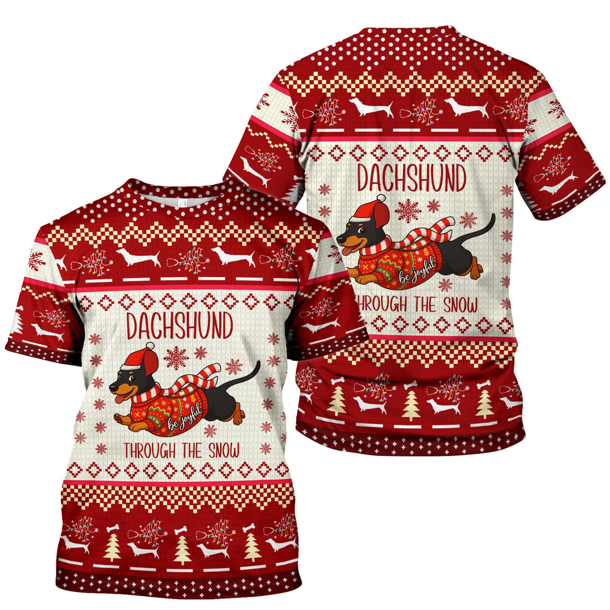 Wiener Dog Through The Snow Christmas Nurse Scrub Top