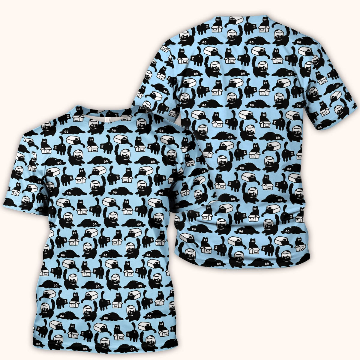 Dark Playful Cat Nurse Scrub Top