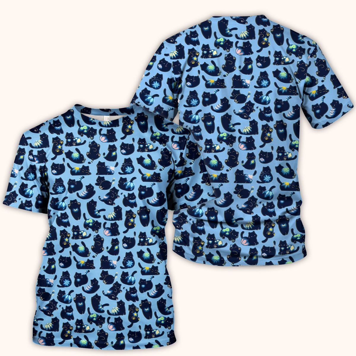 Midnight Black Cat Nurse Scrub Top