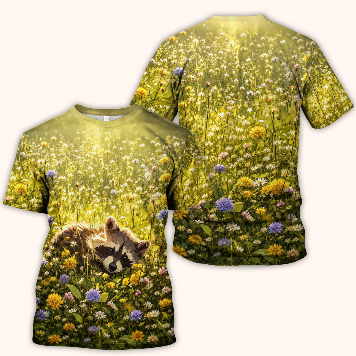 Meadow Raccoon Wildflower Garden Nurse Scrub Top