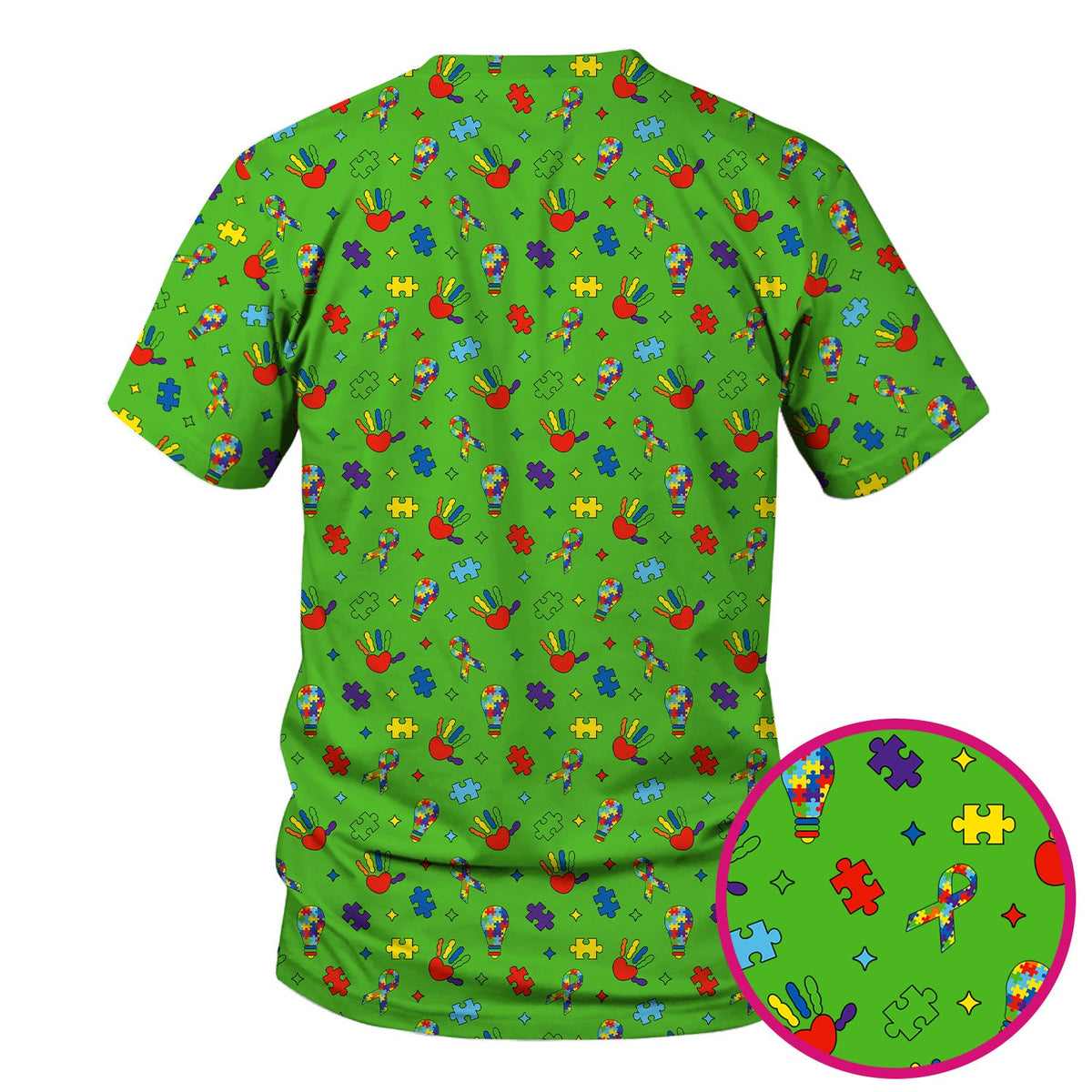 Autism Awareness Colorful Puzzle Nurse Scrub Top
