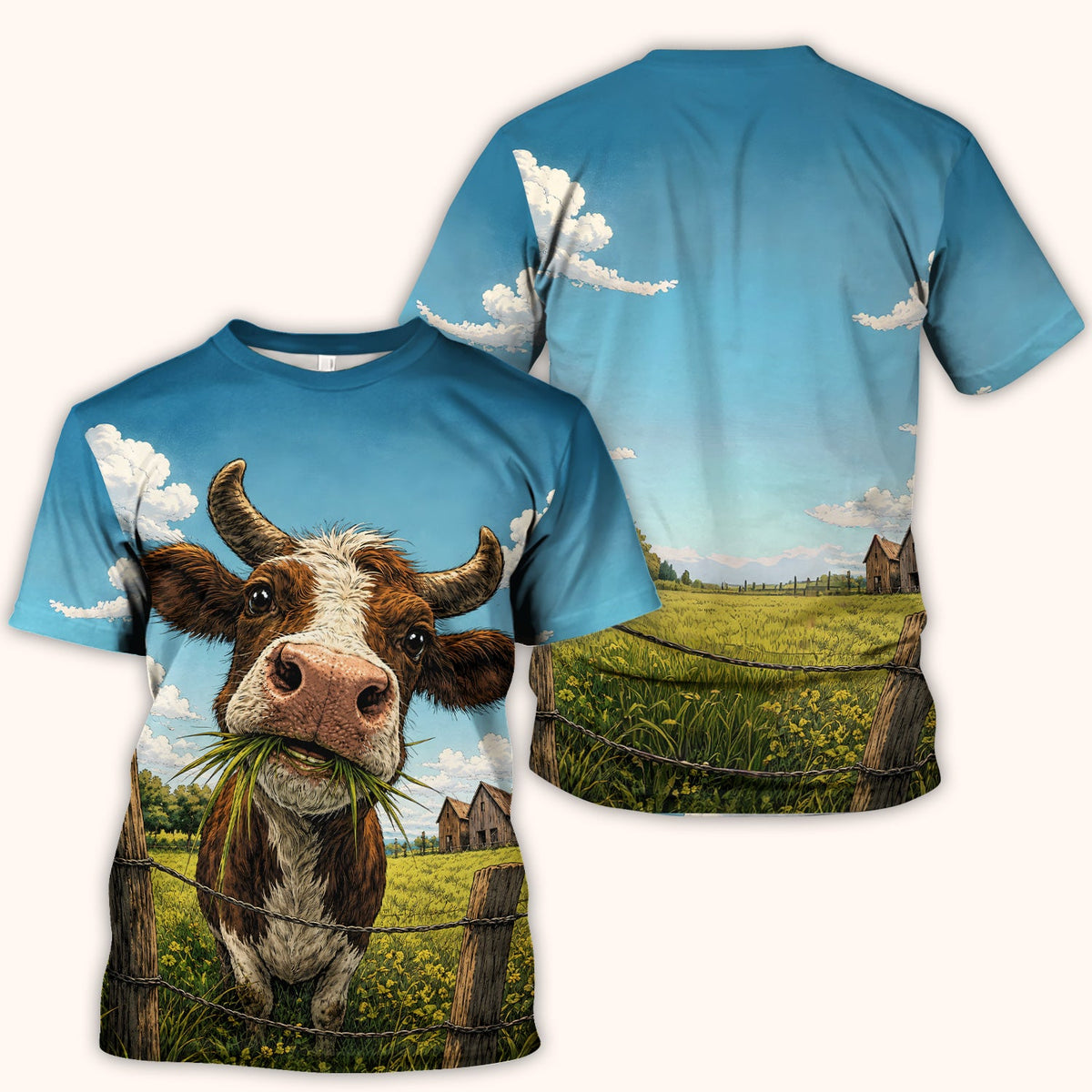 Curious Highland Cow Farm Scene Nurse Scrub Top