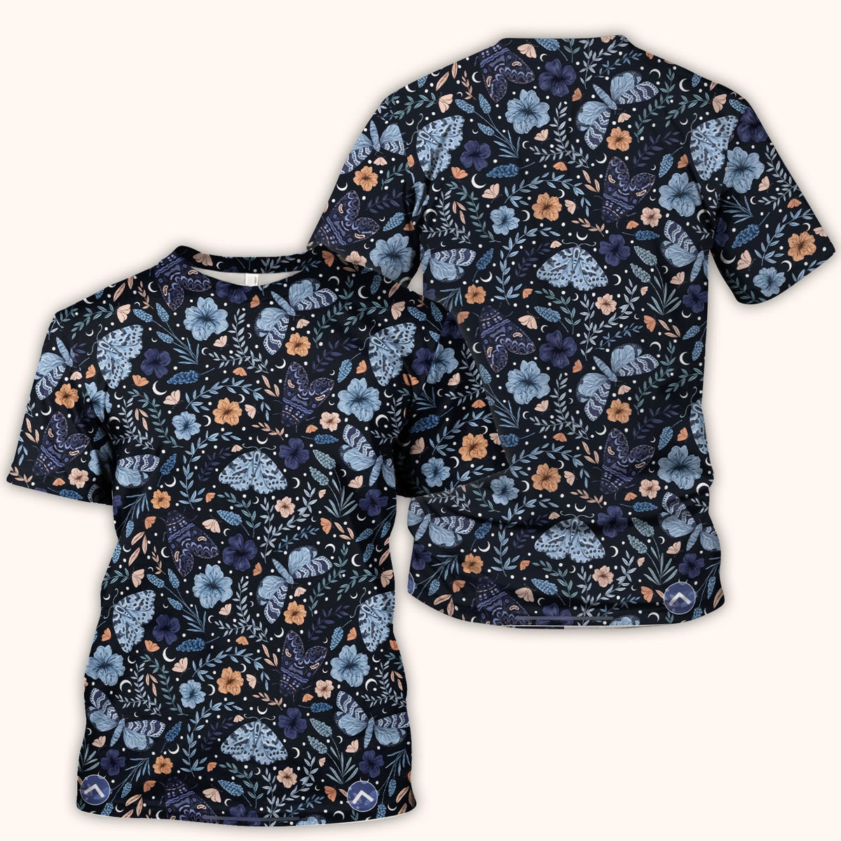 Night Moth Butterfly Floral Nurse Scrub Top