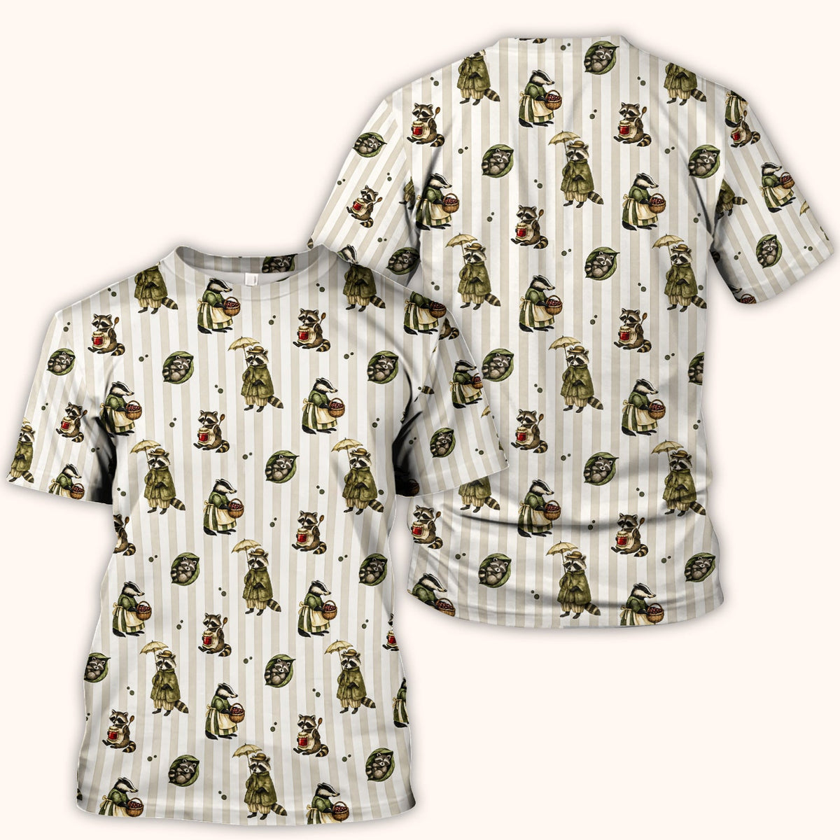 Woodland Raccoon Print Nurse Scrub Top
