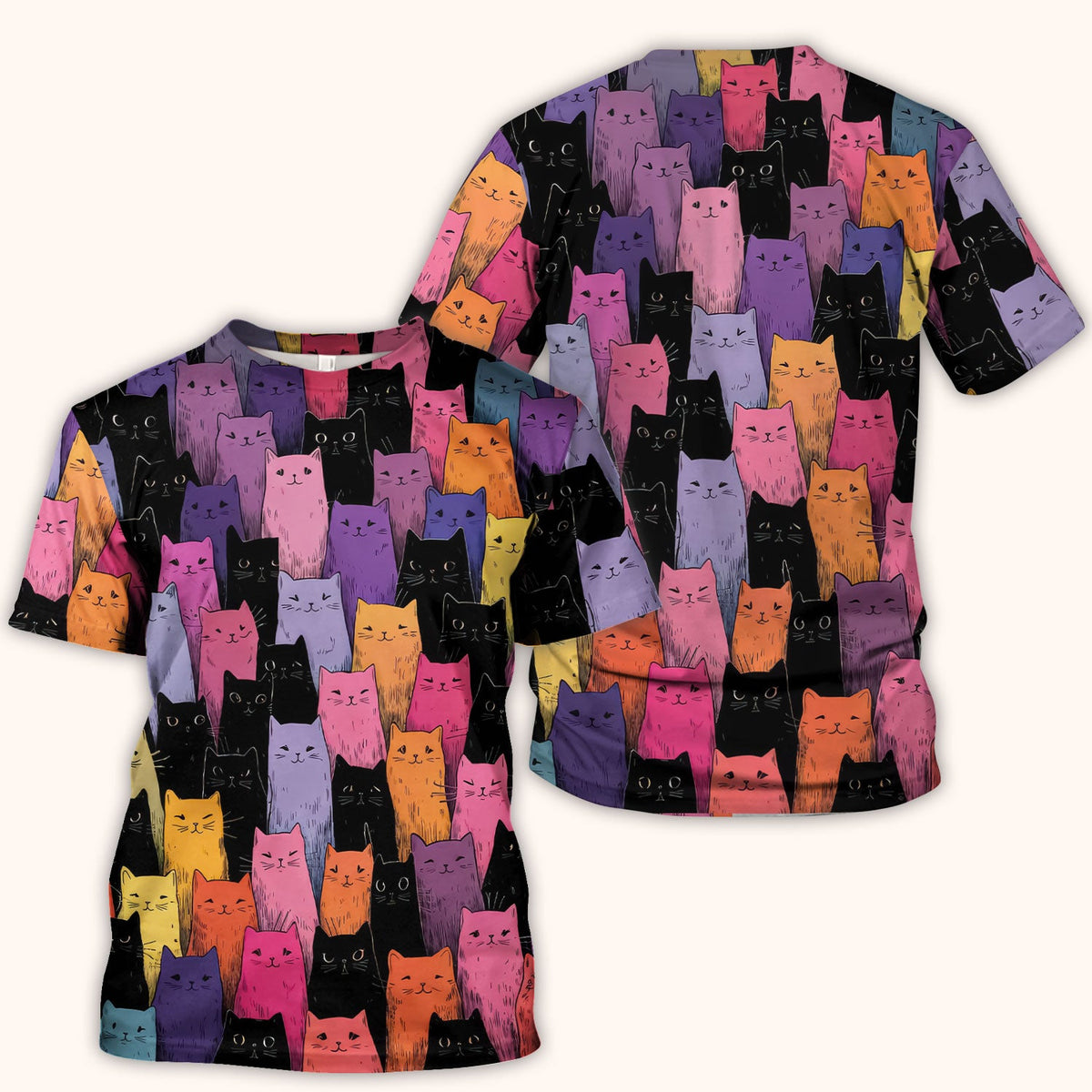 Colorful Cat Art Nurse Scrub Top