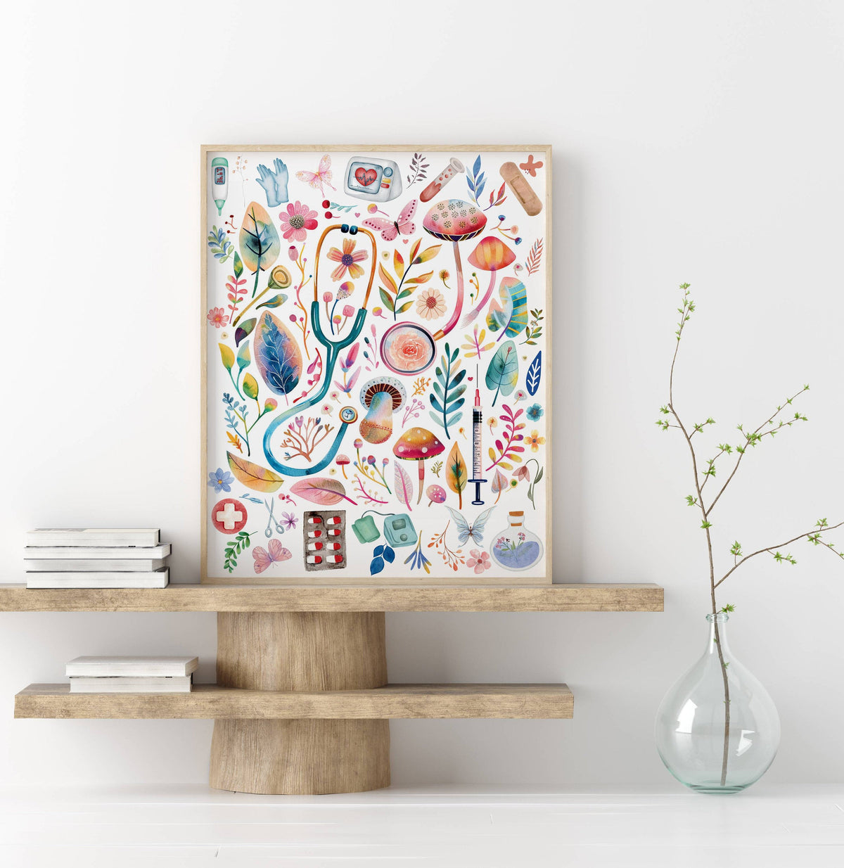 Watercolor Nurse Tools Garden Canvas