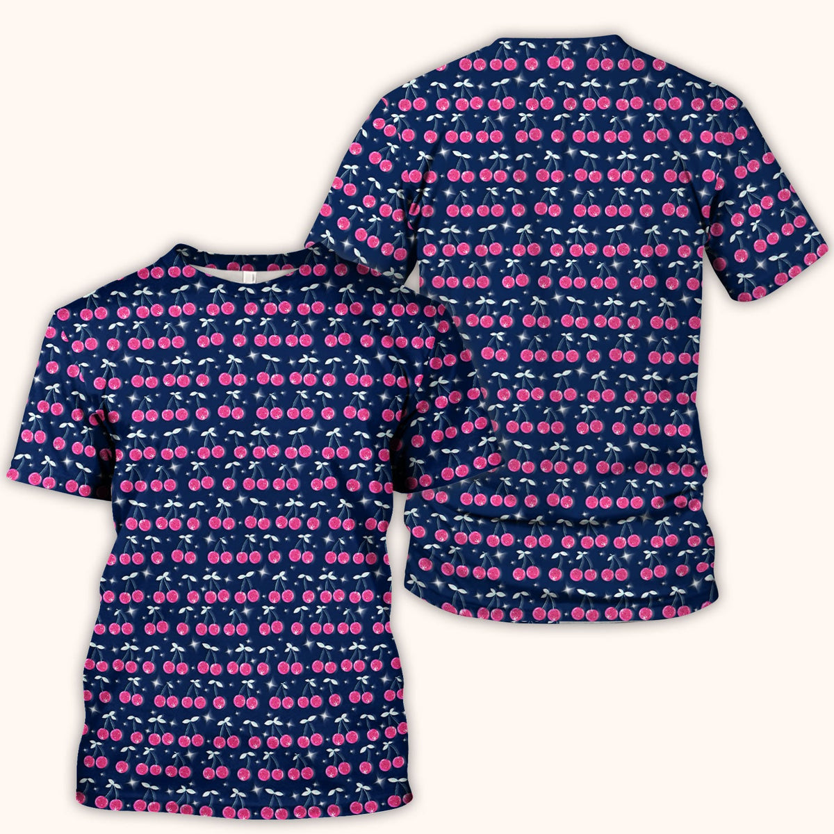 Pink Cherry Sparkle Nurse Scrub Top